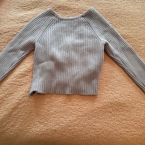 Hollister Light Gray Ribbed Knit Top